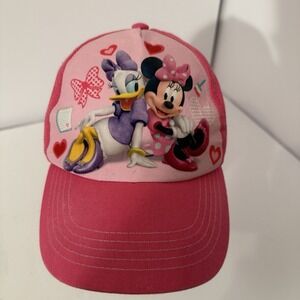 Disney Pink Strapback Hat Graphic Minnie Mouse Daisy‎ Duck-One Size